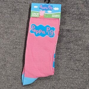 NEW Peppa Pig Pink‎ Crew Socks Mens Shoe Size 6-12 Graphic Logo Novelty